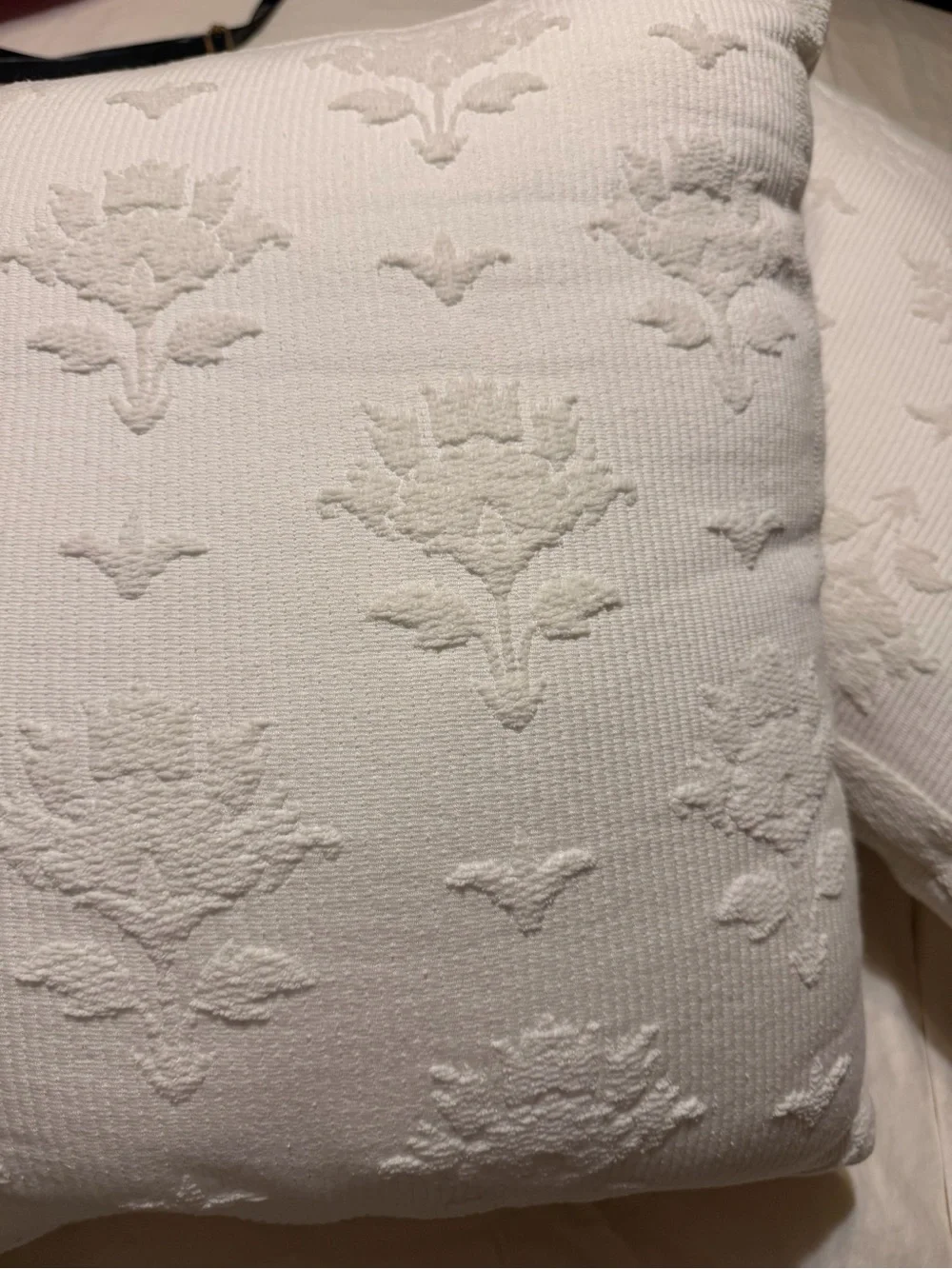 2 Luxury White Floral Tufted Throw Pillows